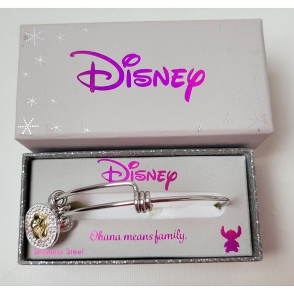 Disney Jewelry - Disney Unwiritten Ohana Means Family Floating Crystal Flower Adjustable Bracelet